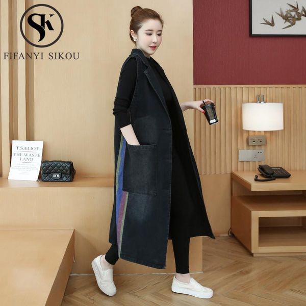 women's vests oversized black denim vest women sleeveless jacket big pocket long jeans coat female loose plus size, Black;white
women's vests oversized black denim vest women sleeveless jacket big pocket long jeans coat female loose plus size, Black;white
