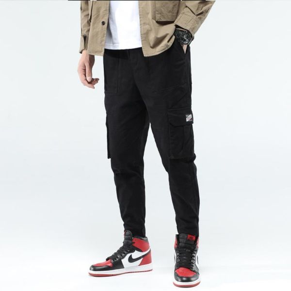 men's work pants four seasons pure cotton multi-pocket overalls casual trousers fashion solid color youth, Black
men's work pants four seasons pure cotton multi-pocket overalls casual trousers fashion solid color youth, Black