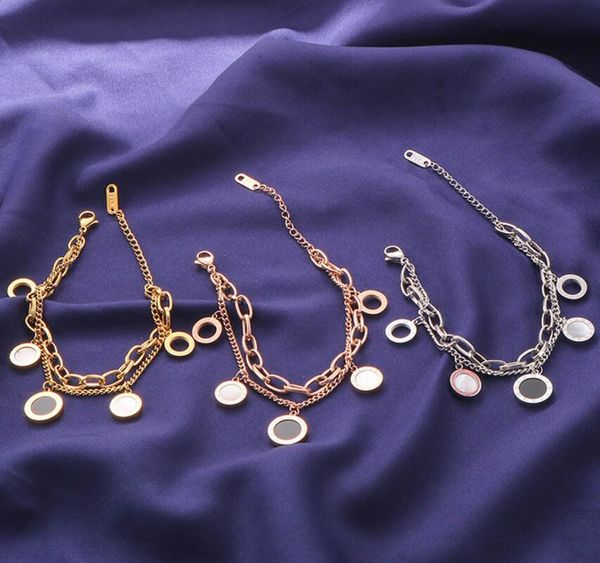 charm bracelets roman number black white beige double titanium steel bracelet female handmade fashion jewelry wb4, Golden;silver
charm bracelets roman number black white beige double titanium steel bracelet female handmade fashion jewelry wb4, Golden;silver