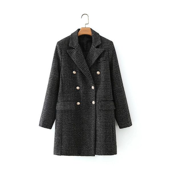 women's wool & blends 2021 fall street fashion temperament light mature lapel button jacket double breasted all math casual warm coat, Black
women's wool & blends 2021 fall street fashion temperament light mature lapel button jacket double breasted all math casual warm coat, Black