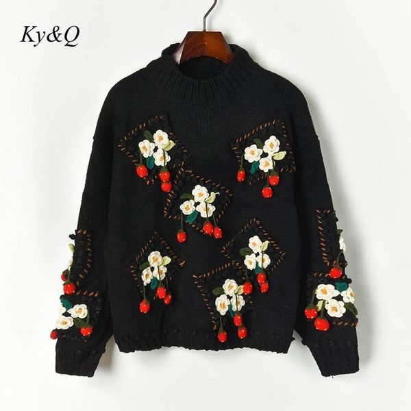 women's sweaters brand 2021 winter women warm hand hook stereo flower embroidery loose sweet high neck lazy chic sweater pullover chris, White;black
women's sweaters brand 2021 winter women warm hand hook stereo flower embroidery loose sweet high neck lazy chic sweater pullover chris, White;black