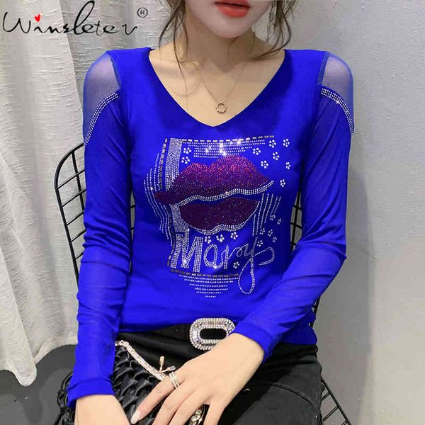 women's t-shirt autumn winter korean clothes t-shirt chic diamonds lip women ropa mujer long sleeve lace back all match, White
women's t-shirt autumn winter korean clothes t-shirt chic diamonds lip women ropa mujer long sleeve lace back all match, White