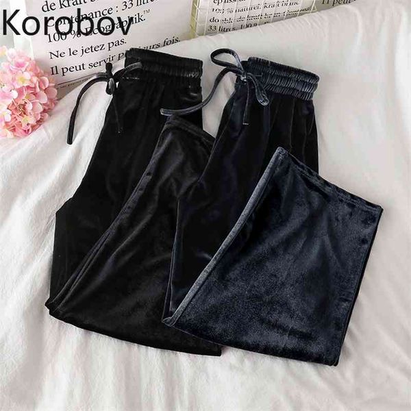 korobov new arrival high waist velvet wide leg pants korean preppy style lacing casual autumn winter trousers joggers femme 210430, Black;white
korobov new arrival high waist velvet wide leg pants korean preppy style lacing casual autumn winter trousers joggers femme 210430, Black;white