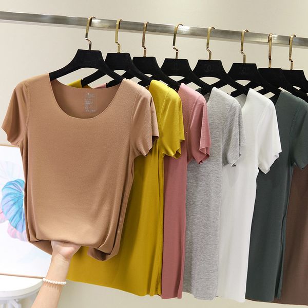women's t-shirt female summer short sleeved solid modal soft t-shirts metallic cotton jersey tee nngk, White
women's t-shirt female summer short sleeved solid modal soft t-shirts metallic cotton jersey tee nngk, White
