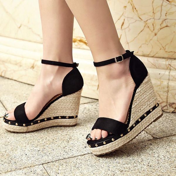 fashion party shoes womens sandals ankle strap straw weaving wedges platform rivets platforms sandal 42 43, Black
fashion party shoes womens sandals ankle strap straw weaving wedges platform rivets platforms sandal 42 43, Black
