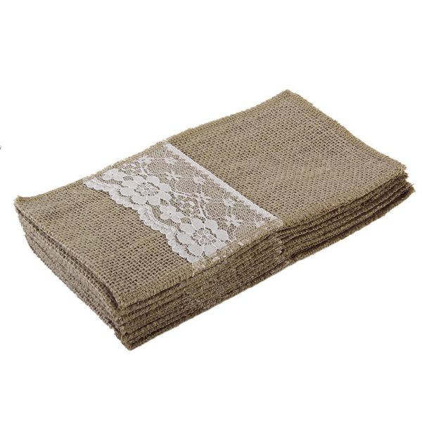table runner 10pcs burlap lace cutlery pouch knife and fork spoon holder bag tableware with jute rope decoration
table runner 10pcs burlap lace cutlery pouch knife and fork spoon holder bag tableware with jute rope decoration