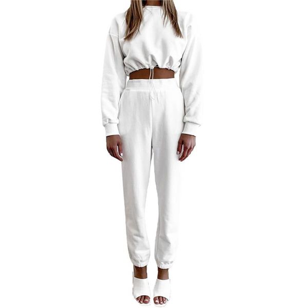 gym clothing women casual sport set long sleeve o-neck cropped + elastic waist trousers with pockets outdoor sportwear, White;black
gym clothing women casual sport set long sleeve o-neck cropped + elastic waist trousers with pockets outdoor sportwear, White;black