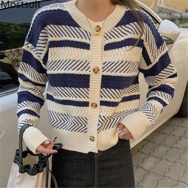 korean vintage striped knitted cardigan sweater women full sleeve o-neck single-breasted fashion ladies female jumpers 210514, White;black
korean vintage striped knitted cardigan sweater women full sleeve o-neck single-breasted fashion ladies female jumpers 210514, White;black