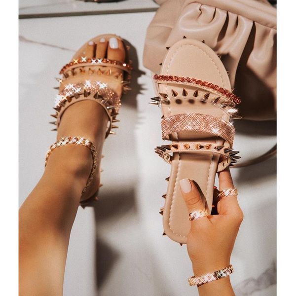 slippers wild rhinestone rivet women flat heel sandals casual home plus size 35-43, Black
slippers wild rhinestone rivet women flat heel sandals casual home plus size 35-43, Black