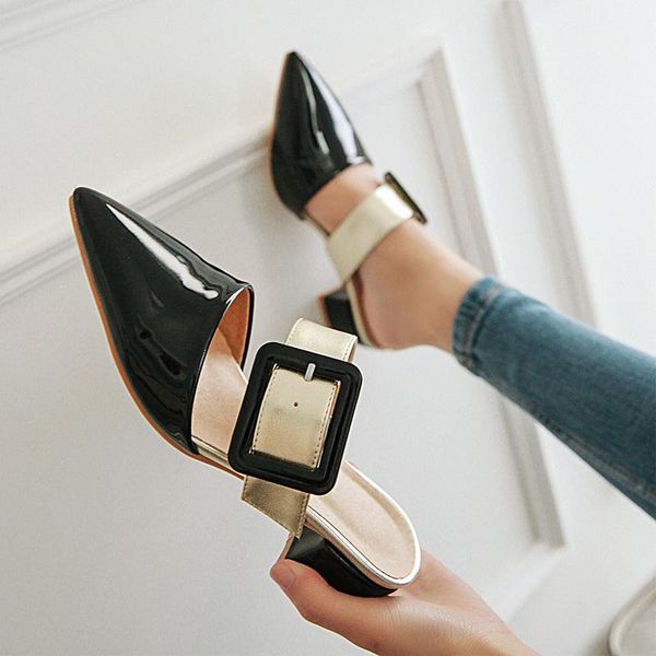 slippers cover toe shoes med women's 2021 rivet slides square heel sliders metal decoration buckle strap hoof heels pu, Black
slippers cover toe shoes med women's 2021 rivet slides square heel sliders metal decoration buckle strap hoof heels pu, Black