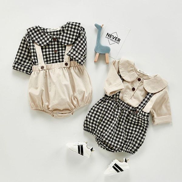 clothing sets infant baby boys girls long sleeve cute grid shirt + braces rompers spring autumn kids girl suit clothes, White
clothing sets infant baby boys girls long sleeve cute grid shirt + braces rompers spring autumn kids girl suit clothes, White