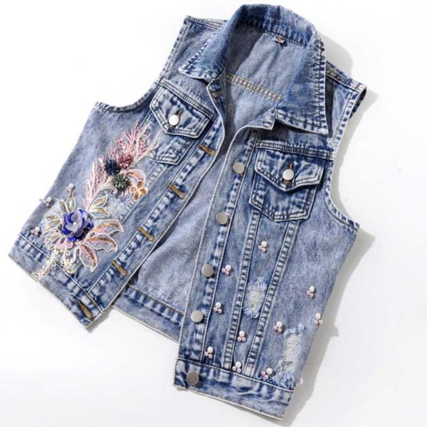 women's jackets 2021 spring summerfahsion beaded flower denim women short sleeveless slim jeans jacket, Black;brown
women's jackets 2021 spring summerfahsion beaded flower denim women short sleeveless slim jeans jacket, Black;brown