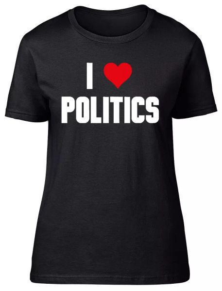 I Love Politics Womens Ladies Fitted T-Shirt, White;black
I Love Politics Womens Ladies Fitted T-Shirt, White;black