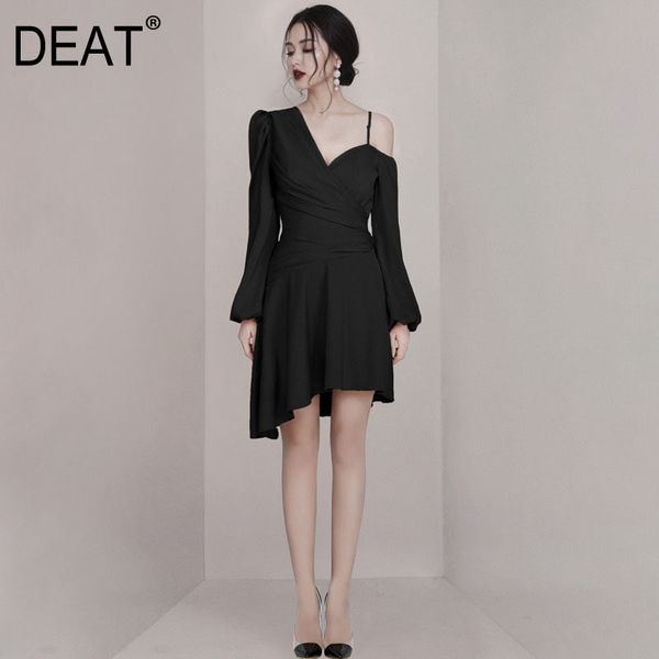 women black patchwork folds strapless sling dress asymmetrical neck long sleeve slim fit fashion tide summer 7e0162 210421, Black;gray
women black patchwork folds strapless sling dress asymmetrical neck long sleeve slim fit fashion tide summer 7e0162 210421, Black;gray