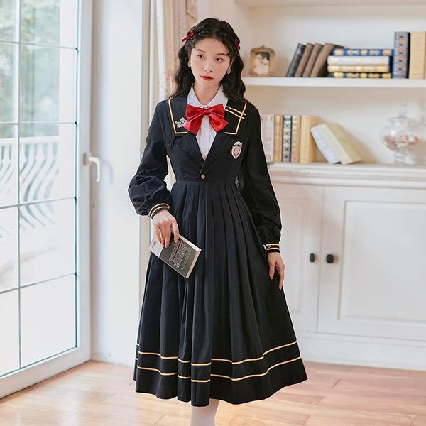 casual dresses preppy england style retro embroidery flower college uniform long dress suit navy collar sweet mori girl lolita jk women, Black;gray
casual dresses preppy england style retro embroidery flower college uniform long dress suit navy collar sweet mori girl lolita jk women, Black;gray