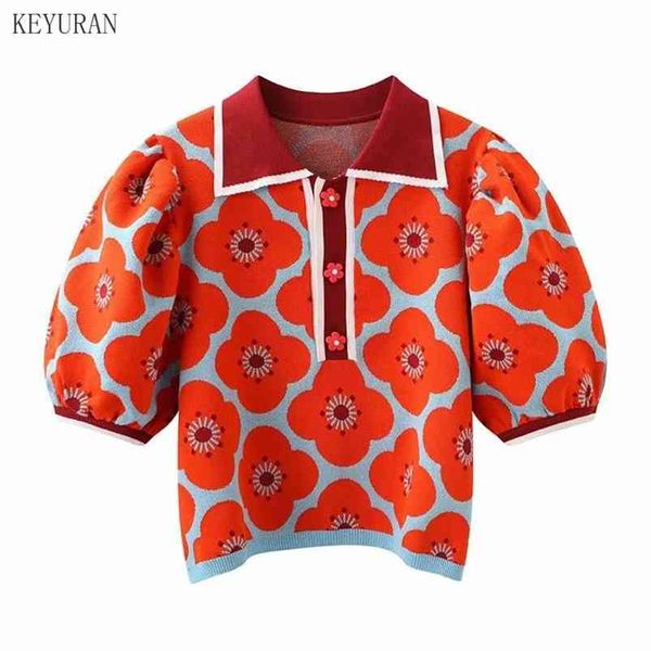 women's sweater pullovers jumper short sleeve knit summer flower jacquard puff sleeve turn down collar knitted sweater 210805, White;black
women's sweater pullovers jumper short sleeve knit summer flower jacquard puff sleeve turn down collar knitted sweater 210805, White;black