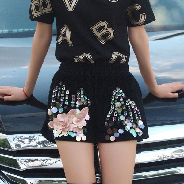 women's shorts 2021 autumn winter heavy sequined a-line female casual solid elastic high waist loose wide-leg c249, White;black
women's shorts 2021 autumn winter heavy sequined a-line female casual solid elastic high waist loose wide-leg c249, White;black