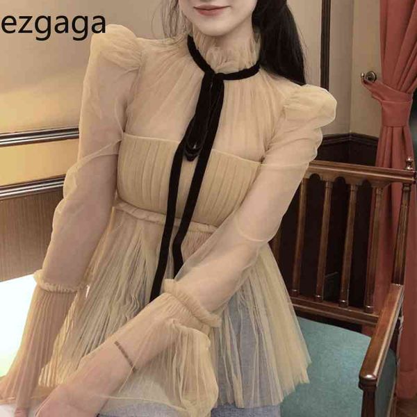ezgaga korean fashion mesh patchwork bandage blouse women flare sleeve slim spring summer chic elegant shirts 210430, White
ezgaga korean fashion mesh patchwork bandage blouse women flare sleeve slim spring summer chic elegant shirts 210430, White