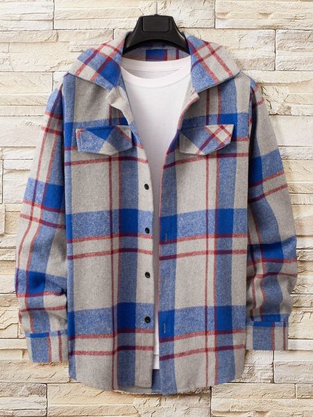 men plaid print flap detail overcoat without a1tk#, Black;brown
men plaid print flap detail overcoat without a1tk#, Black;brown