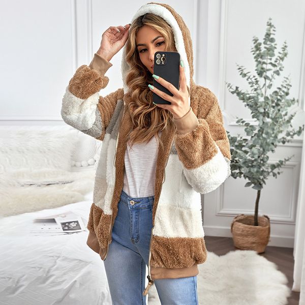 shiying plush coat winter long sleeve warm hooded women's thickened double-sided women, White;black
shiying plush coat winter long sleeve warm hooded women's thickened double-sided women, White;black