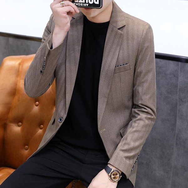 men's autumn fashion hidden striped suit youth casual slim single button blazer suits & blazers, White;black
men's autumn fashion hidden striped suit youth casual slim single button blazer suits & blazers, White;black