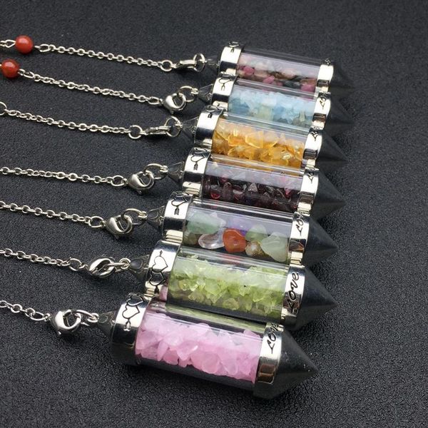 energ wishing bottle natural crystal gravel stone seven chakra pendant necklace jewelry accessories necklaces, Silver
energ wishing bottle natural crystal gravel stone seven chakra pendant necklace jewelry accessories necklaces, Silver