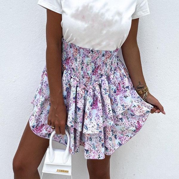 skirts summer high waist floral mini skirt women cascading ruffle flowers print bohemian beach arrivals female 2021, Black 
skirts summer high waist floral mini skirt women cascading ruffle flowers print bohemian beach arrivals female 2021, Black