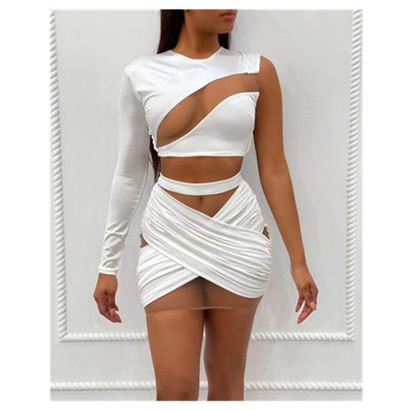 womens casual two piece dresses fashion trend one-shoulder long sleeves cross skirts sets designer summer female mesh splicing skinny suits, White
womens casual two piece dresses fashion trend one-shoulder long sleeves cross skirts sets designer summer female mesh splicing skinny suits, White