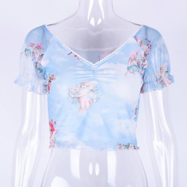 women's tanks & camis summer crop pleated beach elastic v neck angel print fashion women t-shirt mesh casual slim short sleeve, White
women's tanks & camis summer crop pleated beach elastic v neck angel print fashion women t-shirt mesh casual slim short sleeve, White