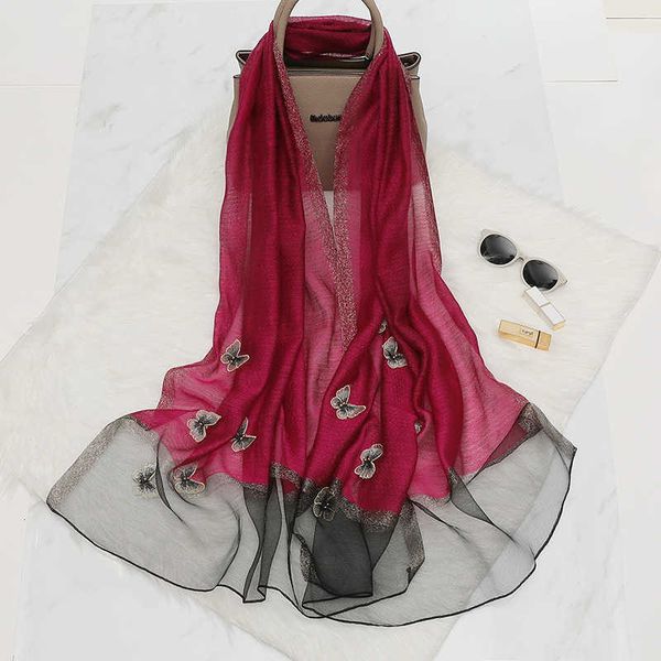 fashion butterfly bead embroidered live wool blended imitation silk scarf, Blue;gray
fashion butterfly bead embroidered live wool blended imitation silk scarf, Blue;gray