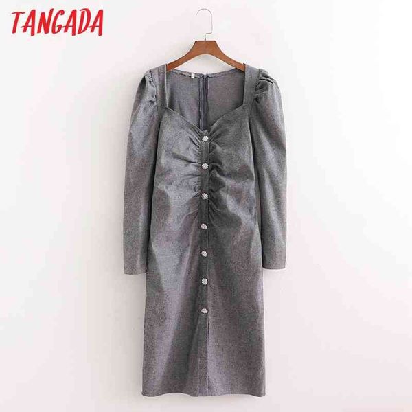 fashion women beading buttons pleated vintage long sleeve office ladies midi dress 1d95 210416, Black;gray
fashion women beading buttons pleated vintage long sleeve office ladies midi dress 1d95 210416, Black;gray