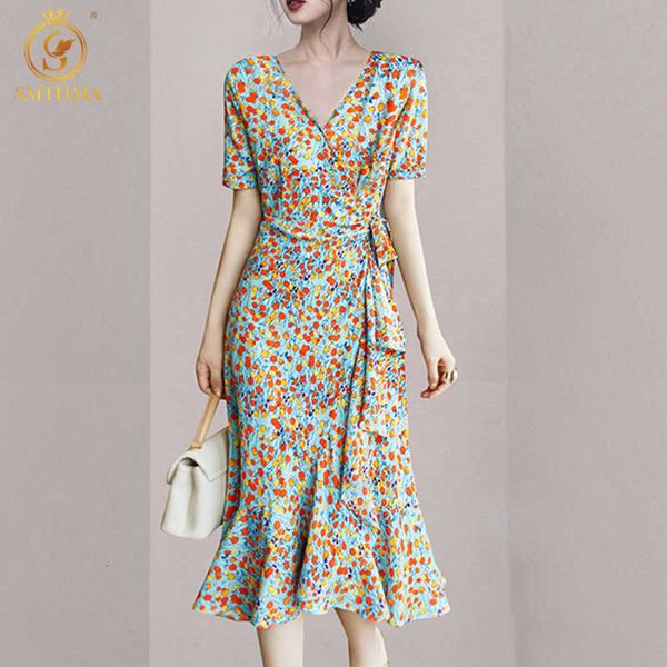 casual dresses arrival french light luxury elegant temperament summer women's v-neck short sleeves floral mermaid es urjw, Black;gray 
casual dresses arrival french light luxury elegant temperament summer women's v-neck short sleeves floral mermaid es urjw, Black;gray