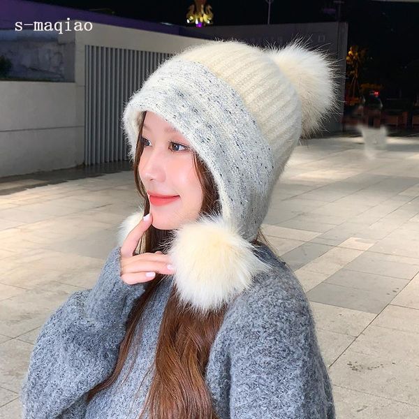 beanie/skull caps winter hat for women fur pompom knitted beanies thick warm ladies wool sweet earflap female beanie cap, Blue;gray
beanie/skull caps winter hat for women fur pompom knitted beanies thick warm ladies wool sweet earflap female beanie cap, Blue;gray