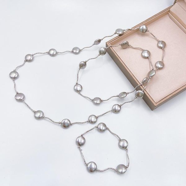 earrings & necklace lanyika fashion jewelry set graceful round grey shell pearl with bracelet for women wedding anniversary gifts, Silver
earrings & necklace lanyika fashion jewelry set graceful round grey shell pearl with bracelet for women wedding anniversary gifts, Silver