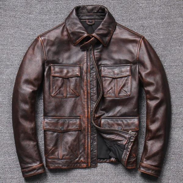 men's leather & faux vintage 2021 brown safari style genuine jacket men plus size 4xl real cowhide autumn slim fit m65 natural coat, Black
men's leather & faux vintage 2021 brown safari style genuine jacket men plus size 4xl real cowhide autumn slim fit m65 natural coat, Black