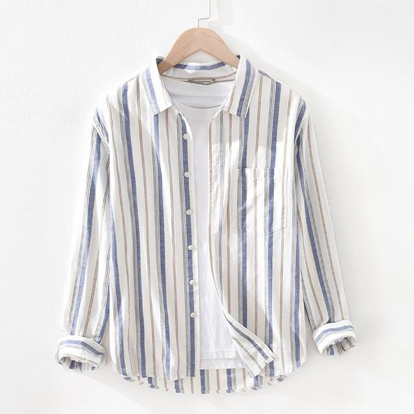 men's casual shirts cotton linen long sleeve striped business dress shirt men fashion male camisa streetwears ts-738, White;black
men's casual shirts cotton linen long sleeve striped business dress shirt men fashion male camisa streetwears ts-738, White;black