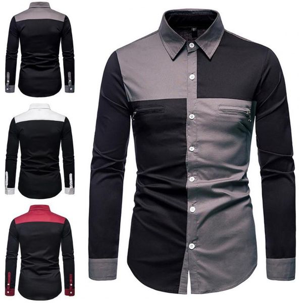 men's casual shirts business men patchwork turn down collar long sleeve single-breasted shirt male clothes, White;black
men's casual shirts business men patchwork turn down collar long sleeve single-breasted shirt male clothes, White;black