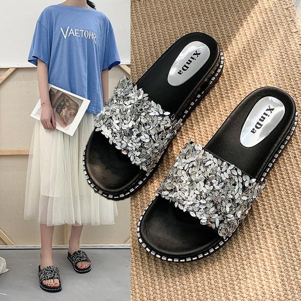slippers 2021 muffin bottom women slides summer casual handmade med heel open toe fashion bling woman's leisure shoes, Black
slippers 2021 muffin bottom women slides summer casual handmade med heel open toe fashion bling woman's leisure shoes, Black