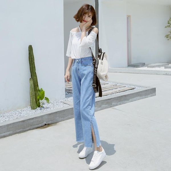 women's jeans autumn 2021 high waist solid color casual wide leg pants split straight tube loose wash versatile a167, Blue
women's jeans autumn 2021 high waist solid color casual wide leg pants split straight tube loose wash versatile a167, Blue