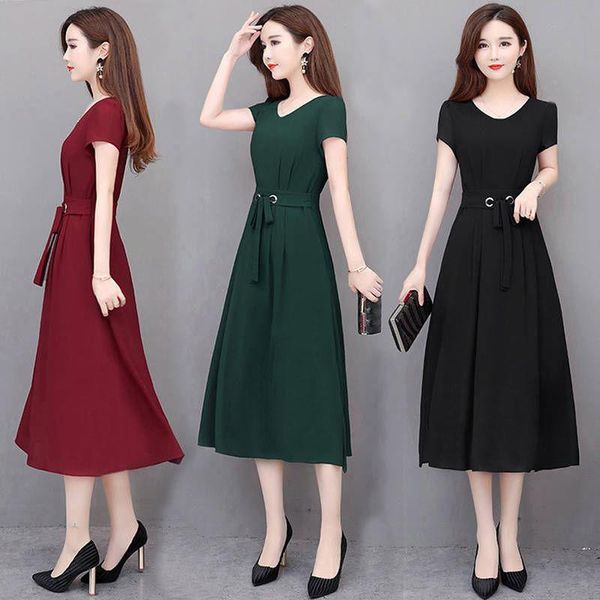 women's wool & blends elegant a-line v-neck midi dress women short sleeves simple night club party solid female office casual, Black
women's wool & blends elegant a-line v-neck midi dress women short sleeves simple night club party solid female office casual, Black