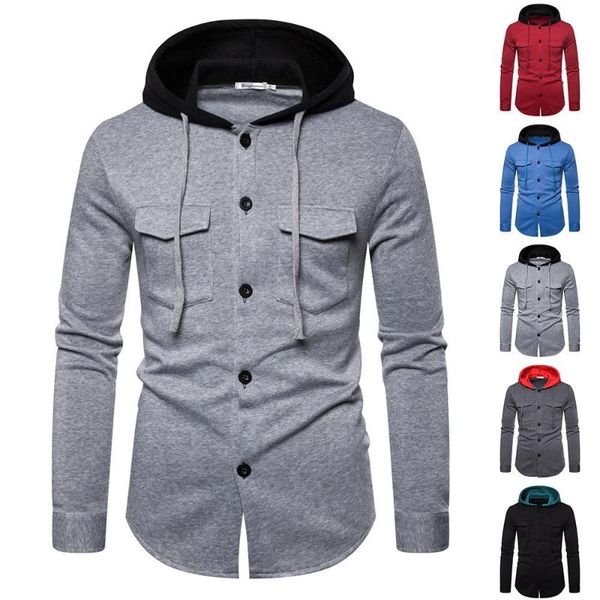 men's hoodies & sweatshirts drawstring men button hooded coats male casual spring autumn, Black
men's hoodies & sweatshirts drawstring men button hooded coats male casual spring autumn, Black