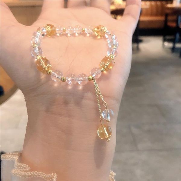 beaded, strands 2021 yellow/purple crystal beaded strand bracelets for women female party vacation fashion jewelry gifts friend ybr505, Black