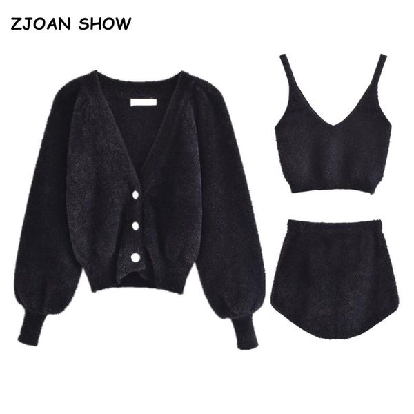 women's knits & tees 2021 vintage shaggy korea style black cardigan furry single-breasted button tank knitted sweater jumper 1 set, White
women's knits & tees 2021 vintage shaggy korea style black cardigan furry single-breasted button tank knitted sweater jumper 1 set, White