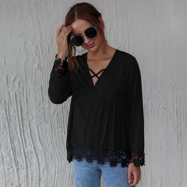 women's blouses & shirts 2021 v neck spring summer strapless women blouse black lace patchwork casual loose blusas, White
women's blouses & shirts 2021 v neck spring summer strapless women blouse black lace patchwork casual loose blusas, White