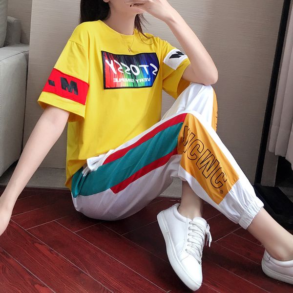 tracksuits fashion sport suit hip hop sports women's summer 2021 korean relaxed brand leisure foreign style yellow cotton two piece set, Gray
tracksuits fashion sport suit hip hop sports women's summer 2021 korean relaxed brand leisure foreign style yellow cotton two piece set, Gray