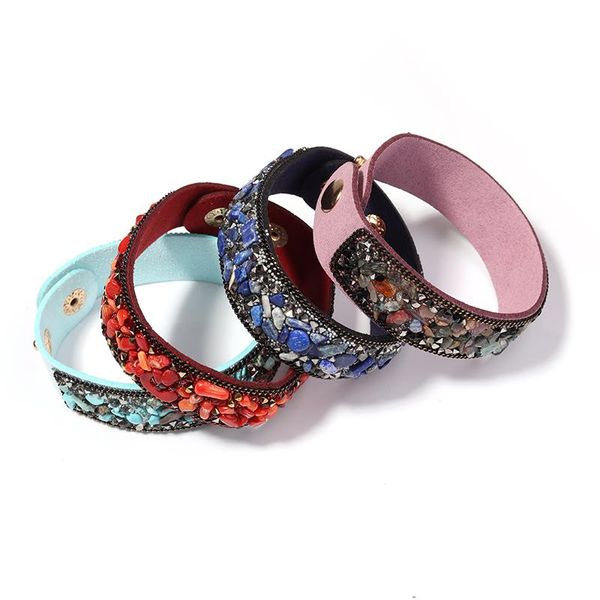 bangle natural stone gravel bracelet leather bangles for women 23cm with charms punk jewelry accessories men, Black
bangle natural stone gravel bracelet leather bangles for women 23cm with charms punk jewelry accessories men, Black