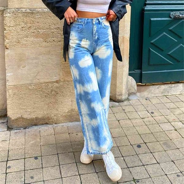 jean tie dyed high waist jeans women 2021 streetwear loose vintage graffiti lady wide leg denim pants casual trousers, Blue
jean tie dyed high waist jeans women 2021 streetwear loose vintage graffiti lady wide leg denim pants casual trousers, Blue