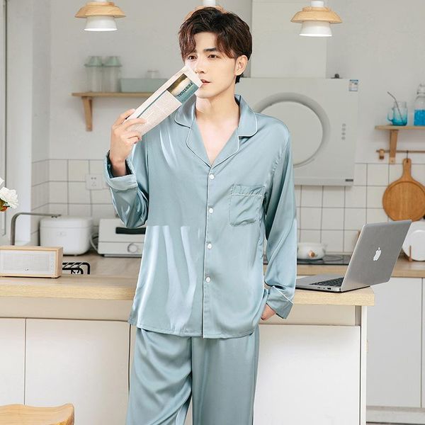 men's sleepwear loose casual trouser suits nightwear men pajamas set silk rayon home clothes spring autumn long sleeve wear, Black;brown
men's sleepwear loose casual trouser suits nightwear men pajamas set silk rayon home clothes spring autumn long sleeve wear, Black;brown