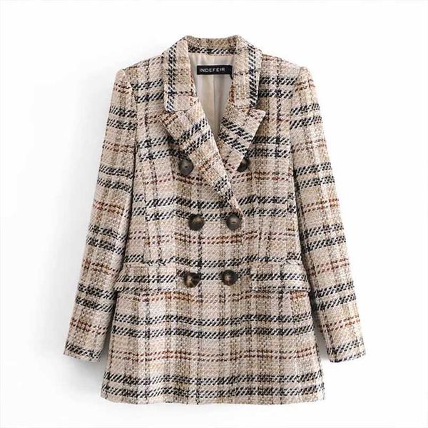 za women fashion double breasted tweed check blazer coat vintage long sleeve female outerwear+casual shorts skirts suit 211108, White
za women fashion double breasted tweed check blazer coat vintage long sleeve female outerwear+casual shorts skirts suit 211108, White