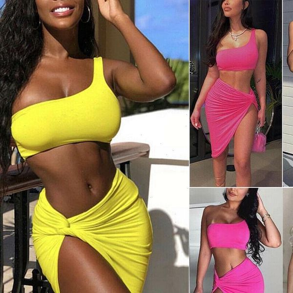 2pcs set one shoulder womens tracksuits sleeveless bra crop short skirt bodycon evening party boho, Gray
2pcs set one shoulder womens tracksuits sleeveless bra crop short skirt bodycon evening party boho, Gray